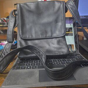 One of a kind Black leather crossbody